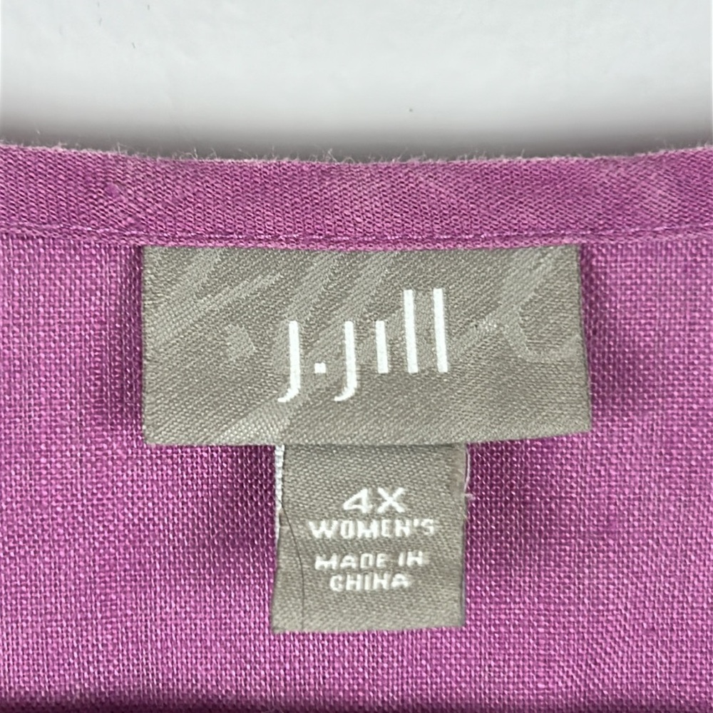 100% linen Pleated / pintuck J. Jill magenta Women's Blouse 4X - Picture 6 of 13